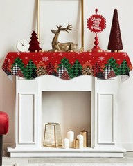 Christmas Grid Leopard Xmas Tree Mantel Scarf Fireplace Top Runner Cover