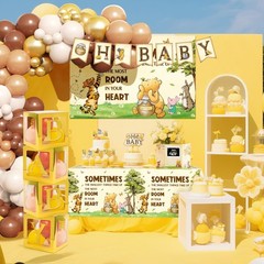 Winnie The Pooh 141 Pieces Neutral Decorations For Baby Shower Balloons Backdrop