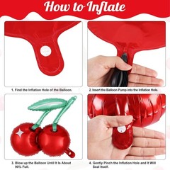 8 Pcs Cherry and Bow Balloon Set, Foil Mylar Bows Party Decorations, 19 Inch …