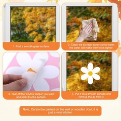 72pcs Daisy Window Clings, Summer Spring Stickers Cute Colourful