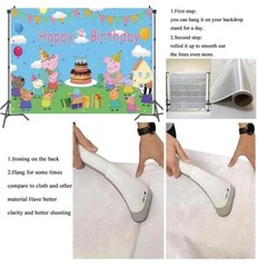 Peppa Pig Theme Happy Birthday Backdrop Kids Birthday Party Decoration 5×3.5ft