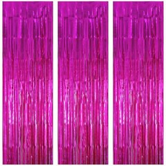 2 Metallic Tinsel Foil Fringe Curtains 3.2 ft x 6.6 ft Baby Shower Gender Reveal