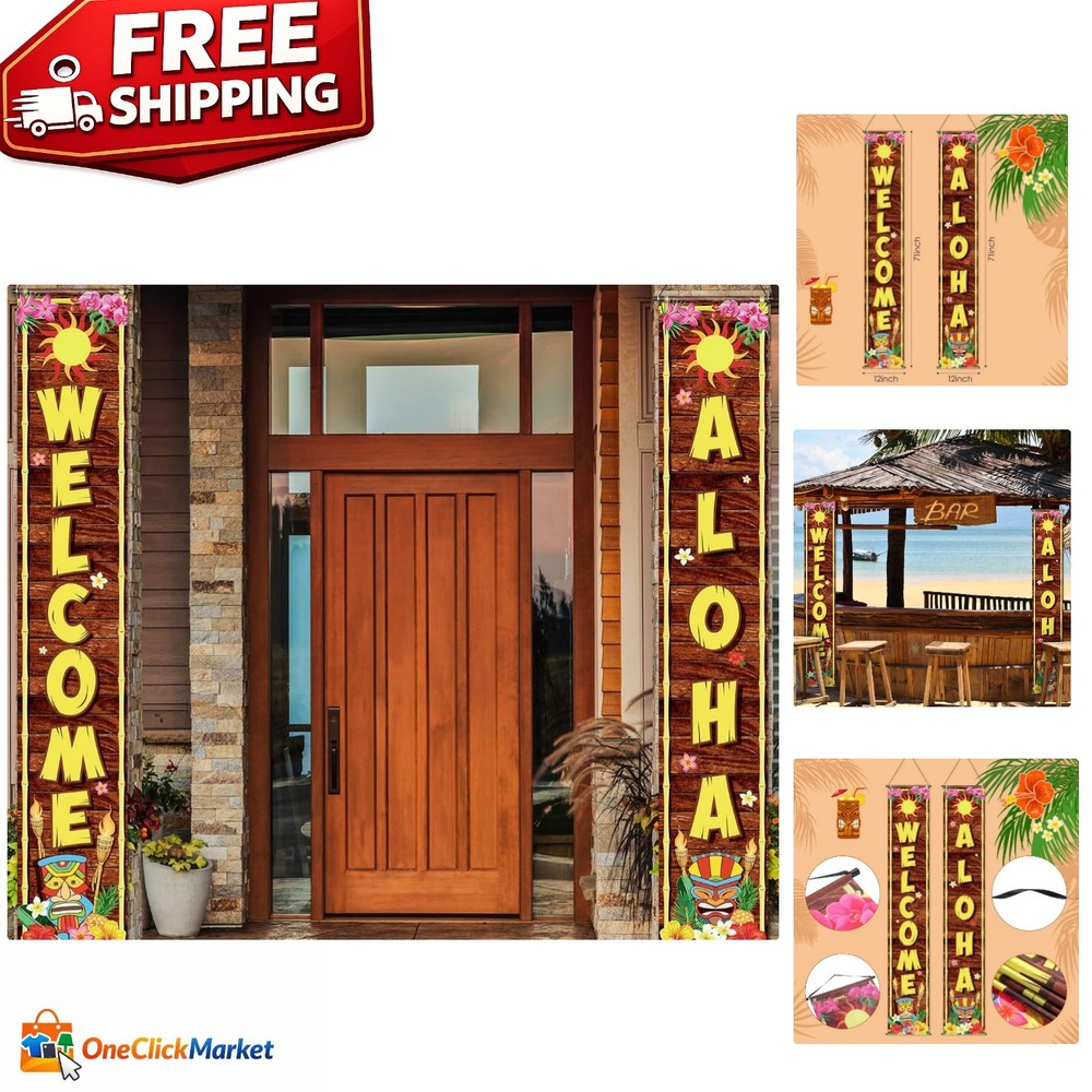 Lightweight Tiki Porch Sign – Tropical Aloha Banner for Luau Celebrations