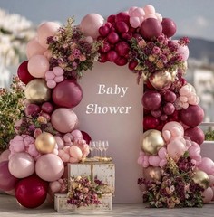 Burgundy Pink Balloon Garland Double Pastel Light Pink Gold Mauve Balloons Ma…