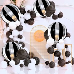 7 Pack Balloons – 22 Inch Large Round Party Balloons with 4D Stripe Mylar Foi…