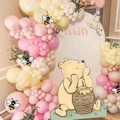 131PCS Pink Baby Shower Decorations – Winnie Cutouts, Pooh Balloons, Bee Sticker