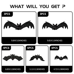 MGparty Halloween Hanging Bats 24 Pcs Realistic Scary Rubber Bats for