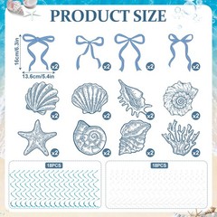 60PCS Blue Bow Starfish Seashell Hanging Swirls Beach Party Decoration Coasta…