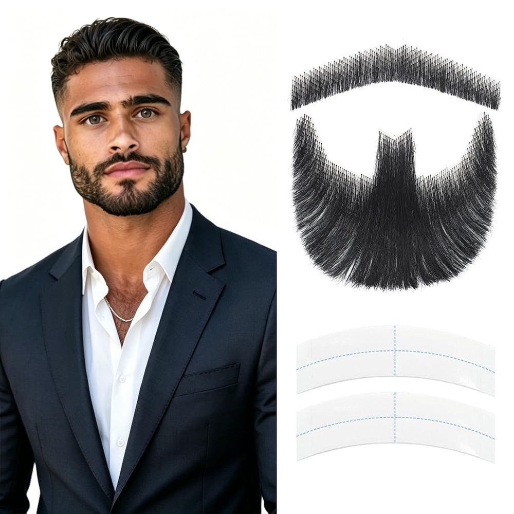 Fake Mustache, mustach, Goatee, Human Hair Fake Beard, Full Handmade