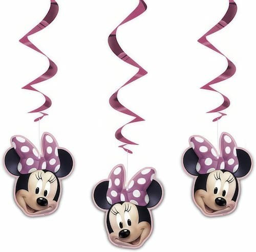 Disney Iconic Minnie Mouse Hanging Swirl Decorations 26″ (3 count)