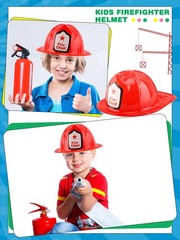 Restroma 60 Pack Children Firefighter Hat Bulk Fire Chief Helmet Plastic Fire…