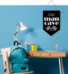 Little Man Cave Boy Nursery Wall Canvas Banner, Cars Room Decor for Boys, Che…