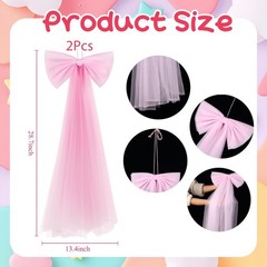 Zeyune 2 Pcs Pink Large Bow Party Decorations 13.4 x 28.7 Inch Giant Ribbon Bow