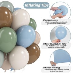 Sage Green Blue Brown Balloons, 60PCS Dinosaur Safari Dusty Blue Olive Green …