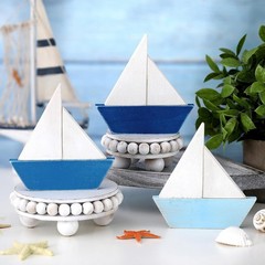 Charming 3-Pc Wooden Boat Decor – Summer Coastal Centerpieces for Any Room