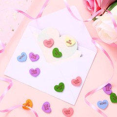 300 Pcs Valentine’s Day Conversation Hearts Vase Filler Wooden Conversation H…