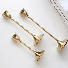 3 Pieces Brass Metal Candlestick Set Conical Shape for Rustic For Home Style