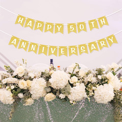 Happy 50Th Anniversary Gold Glitter Banner Anniversary Wedding Party Decorations