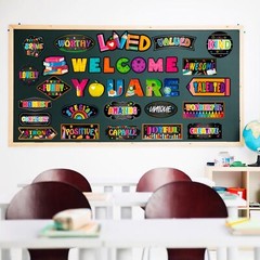 34PCS Affirmation Bulletin Board Set Inspirational Welcome Back Cutouts Decor
