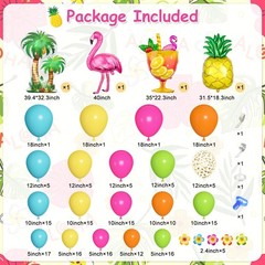 189 Pcs Tropical Balloon Arch Garland Kit Hawaiian Luau Party Decorations Set