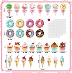 32 Pcs Candy Party Decorations Candyland Cutouts Colorful Ice Cream Donuts Lolli
