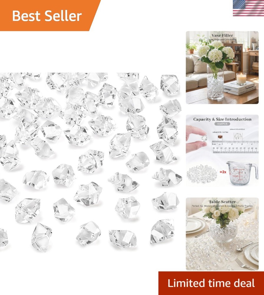 Fake Ice, 150PCS Fake Diamonds, Plastic Diamonds Acrylic Rocks Vase Fillers f…