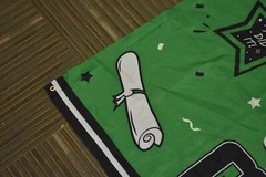 Congrats Grad 2023 Graduation Party Banner Flag Green/Black/White 73″ x 39″