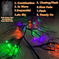 [ 8 Modes & Timer ] 6 Ft 54 LED Halloween Willow Vine Twig Decor Garland with…