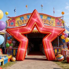 Movie Night Decorations Inflatable Star Arch 10ft Decorations Red Light Up