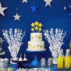 6 Pack Metallic Foil Spray Centerpiece Table Decoration Silver Star Party Cen…