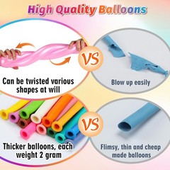 100 Pcs 260 Balloons Kit with Pump – Kids Premium Latex Twisting Long Balloon…