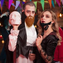 10 Pcs Fake Beards Costume Old Man Mustache Costume for Jesus Beard Halloween…