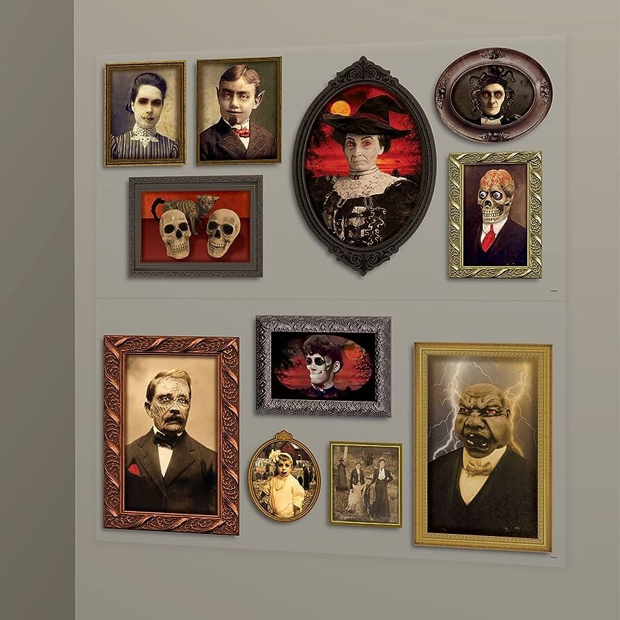 Scene Setters Gothic Mansion Portraits Halloween Hallway Decorations Prop Kit