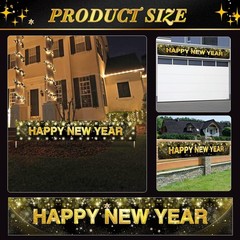 Large Happy New Year Yard Sign with LED Lights for Christmas Decorations – 11…
