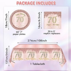 41PCS 70th Birthday Decorations for Women 1 Count (Pack of 1), 70 Years Old