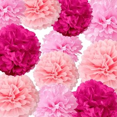 Pink Tissue Pom Poms Decorations 10 inch and 12 inch,12 Piece Set for Bachelo…