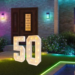 50 Light Up Numbers 100cm Mosaic Marquee Led Sign For 50th Birthday Decorations
