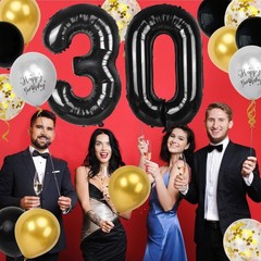 30th Birthday Decorations for Him, 40 inch 30 Balloon Numbers, 18 pcs 12 inch…