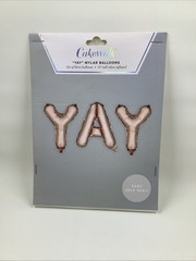 New: Cakewalk “YAY” Mylar Balloons Rose Gold Letters Self Sealing 14″ Inflated
