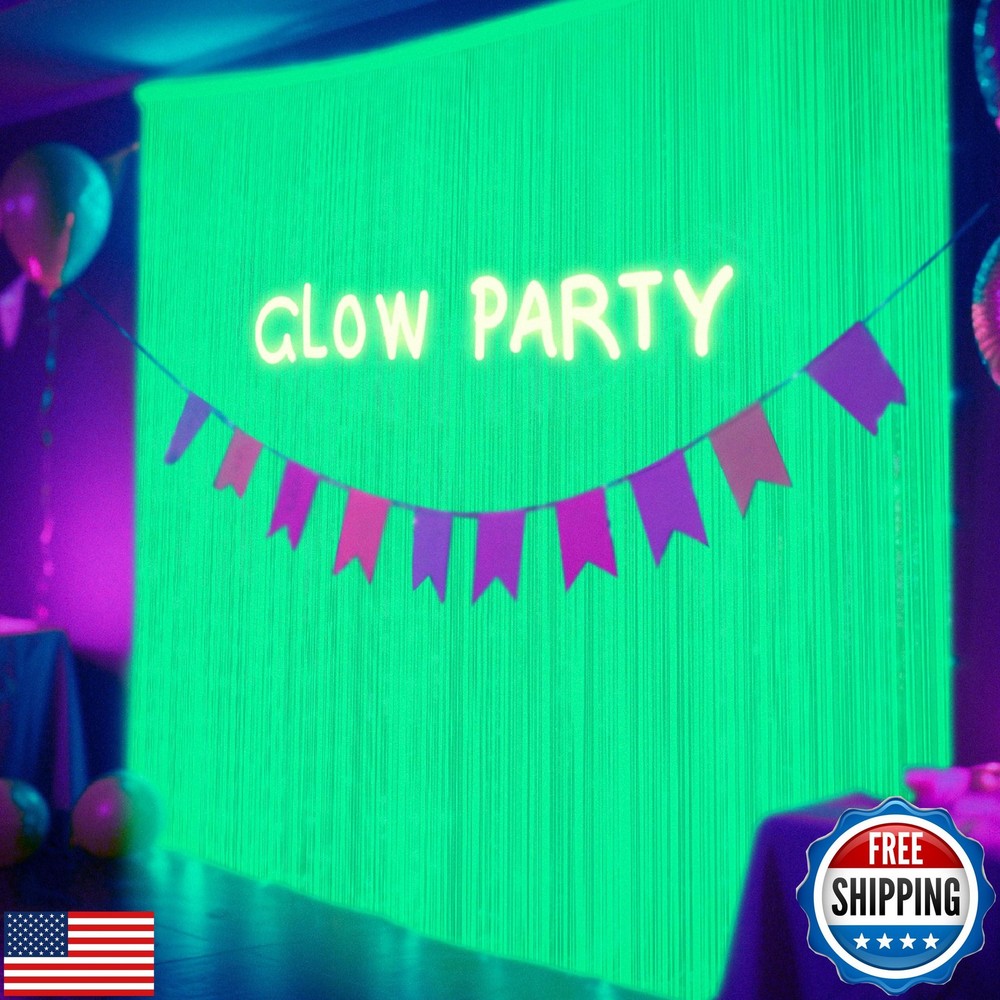 3 Pack 9.9 x 6.6 ft Neon Party Decorations Glow in The Dark Supplies Fluoresc