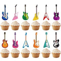 36PCS Guitar Cake Cupcake Toppers Music Lover’s Birthday Rock and Roll Party …