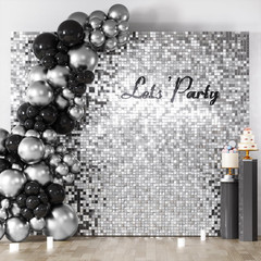 24PCS Silver Shimmer Wall Backdrop Panels 12″x12″ Square Sequins on Grid