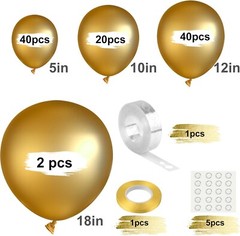 Metallic Gold Balloon Garland Arch Kit 102pcs 5/10/12/18 inch Chrome Gold Latex
