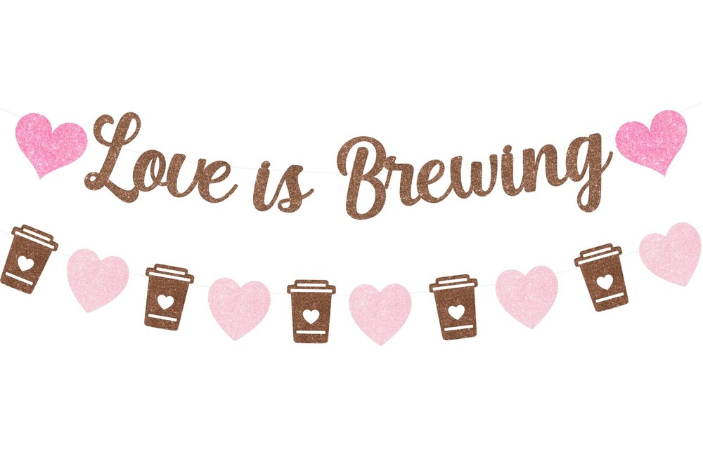 Sursurprise Coffee Bridal Shower Decorations, Love 4 inches x 5 inches, Pink