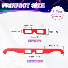 5 Pack 3D Diffraction Glasses Firework Diffraction Grating 5 Colors