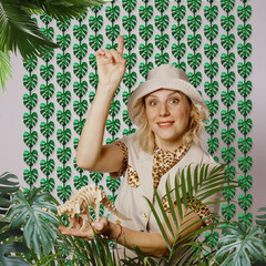 Luau Party Decorations, 2 Pack Tropical Party Supplies | 3.3 X 6.6Ft Green Palm