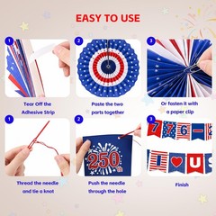 Generic Us 250Th Anniversary Decorations Set 4Th Of July Decoration Red White