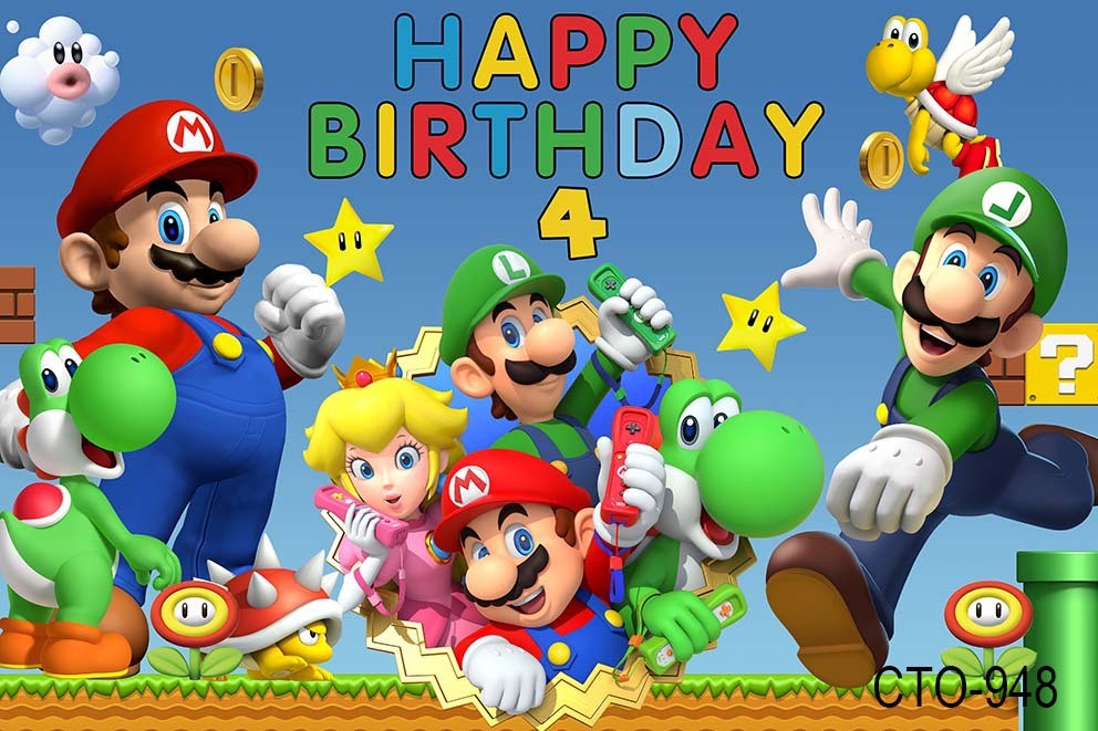 Popular Video game Super Mario Backdrop Birthday Party Decorations Background