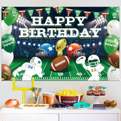 It’S Game Time Football Backdrop – Game Day Happy Birthday Banner for American F