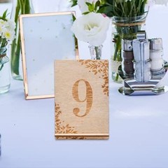 10pcs Wooden Table Numbers Rustic Table Signs with Base Holder Place Card Holder